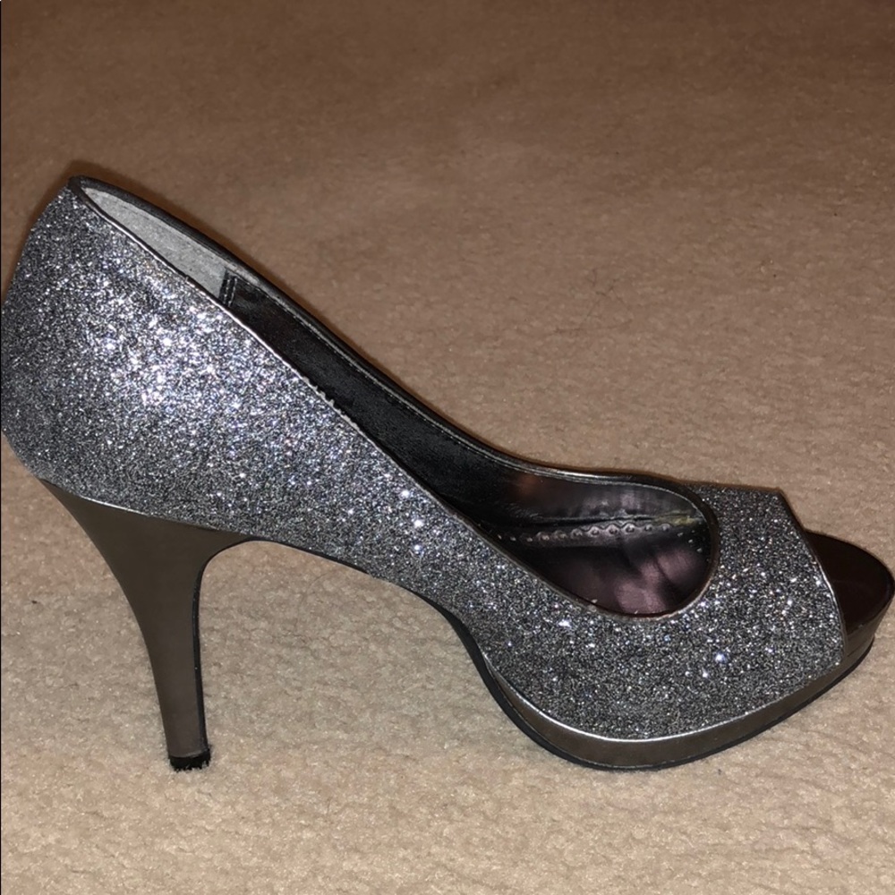 Peep Toe Glittery Shoes! Barely worn. In box